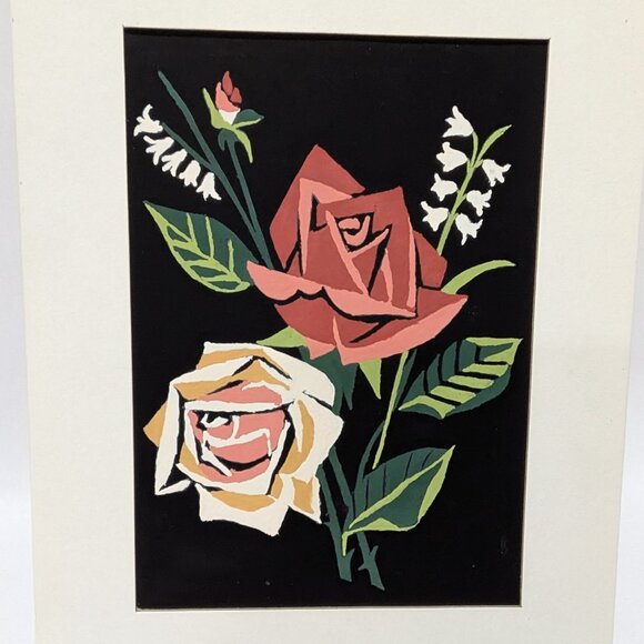 Vintage Palmer Pann Black Magic Rose Bouquet PBN - Set of 2 - 1950s - Picture 3 of 3